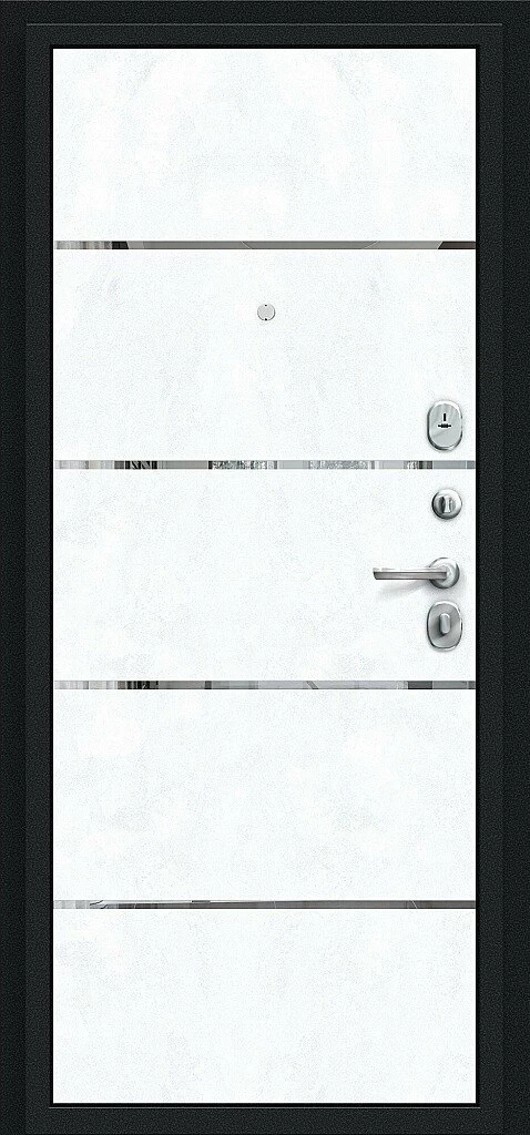 Фото Входная дверь Лайн Букле черное/Snow Art BR4633 внутренняя сторона